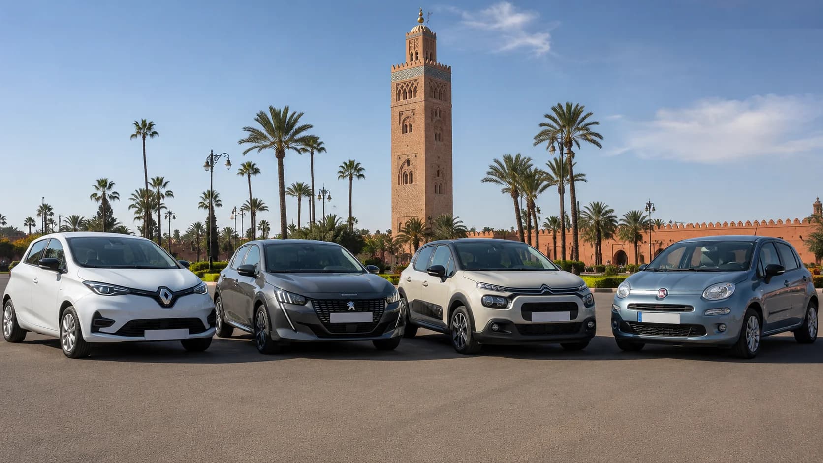 Comparativa de coches económicos: Renault vs Peugeot vs Citroën vs Fiat para Marrakech