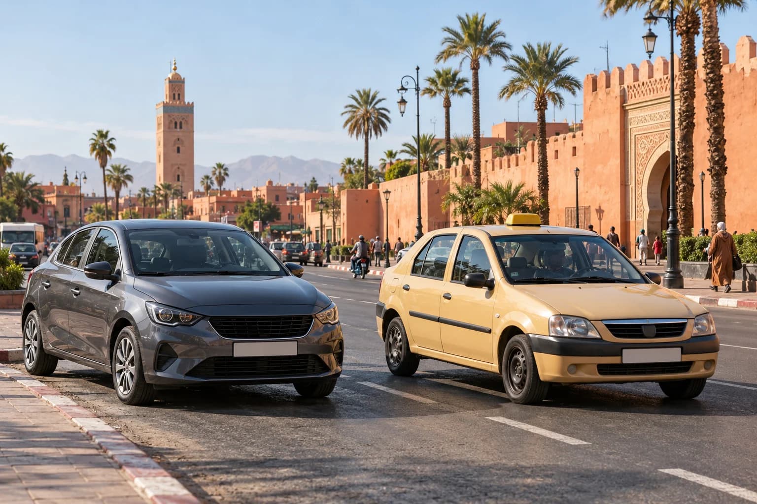 Alquiler de coche vs Taxi Marrakech: Coste por trayecto, Regateo y Flexibilidad